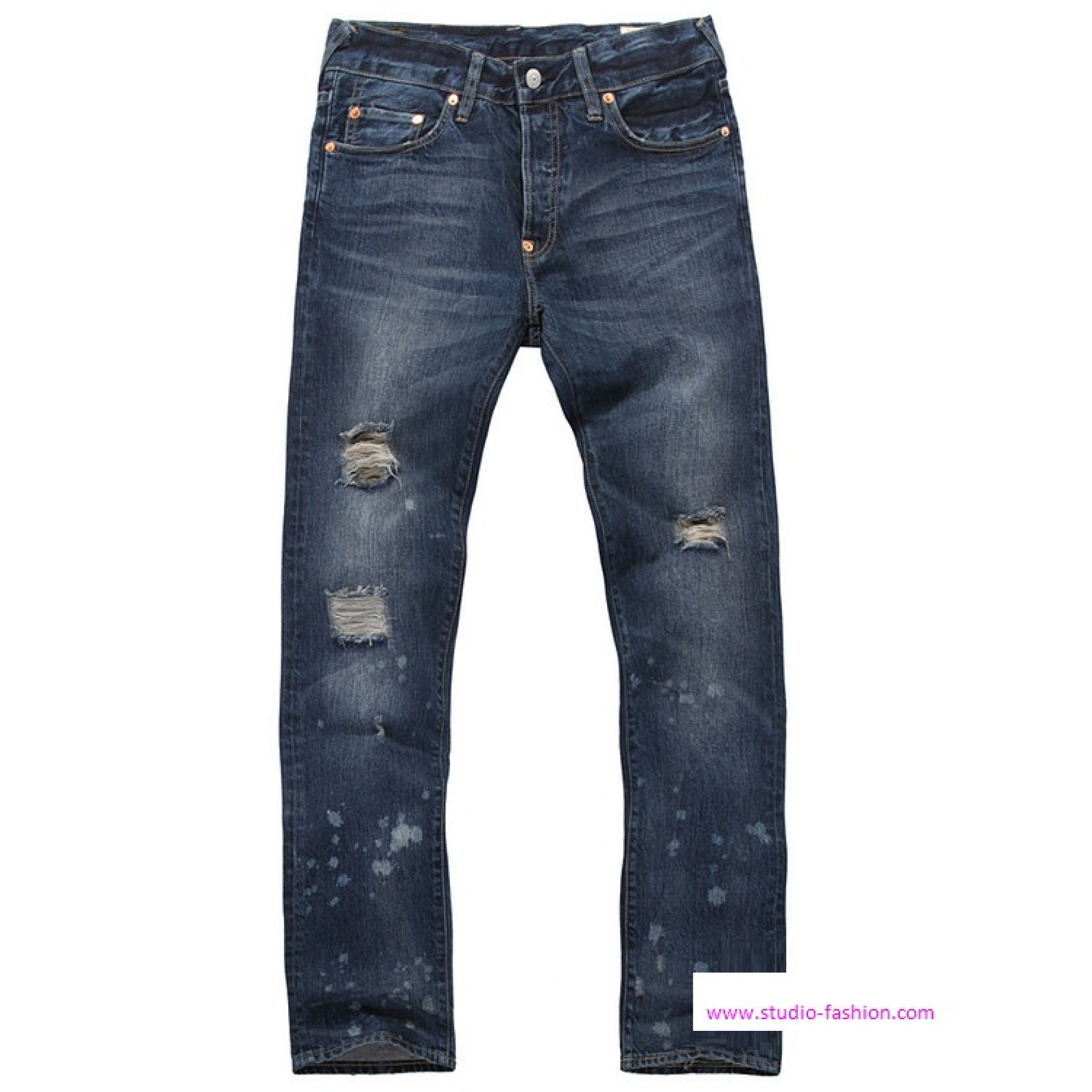 natume　EVISU Широкие Мужские Джинсы EVISU Синие, Свободного Кроя с